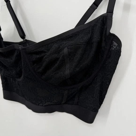 Parade Lace Bustier Size 2XL+ Black Longline Underwire Bralette PR117W - Picture 2 of 7